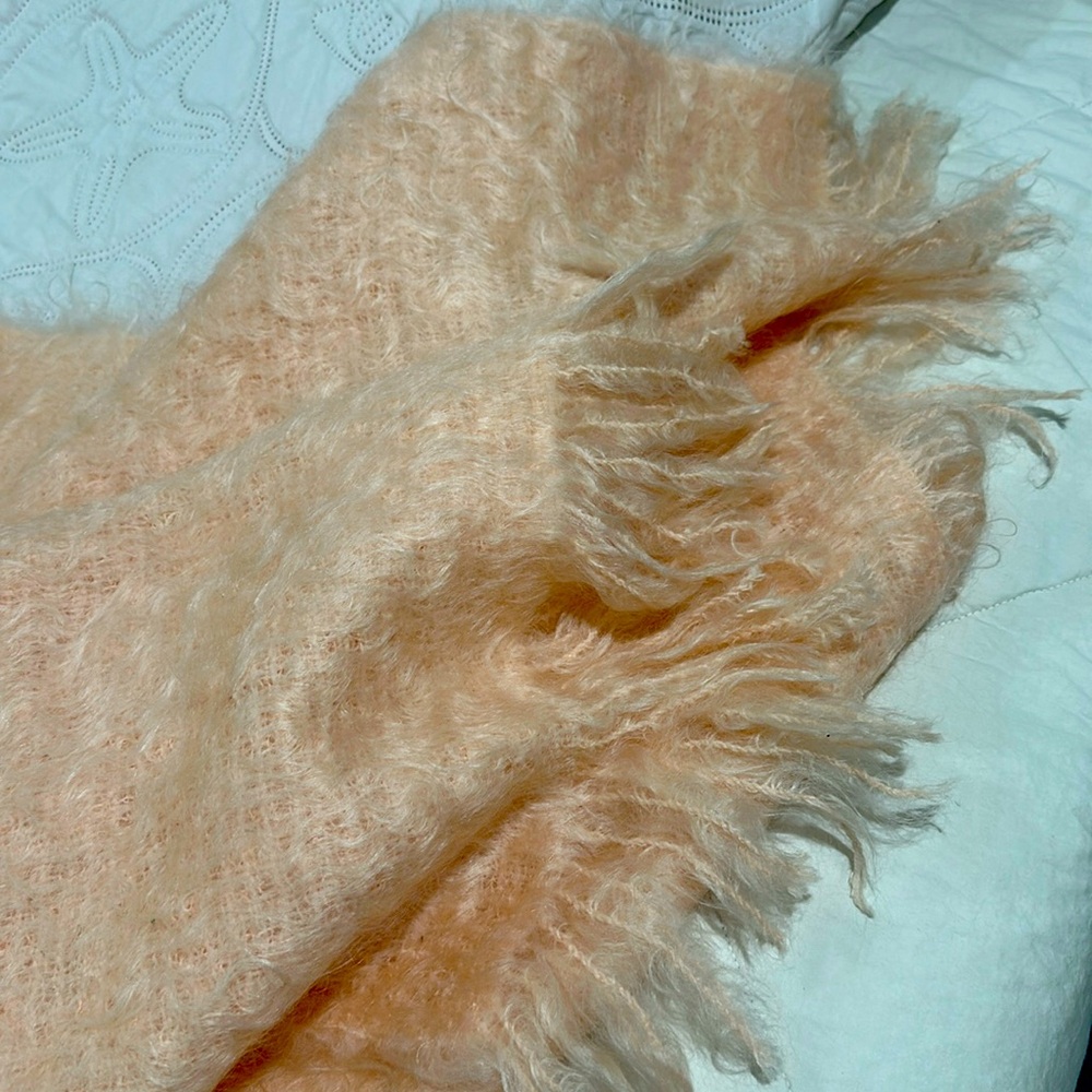 Vintage Mohair shawl wrap 60”